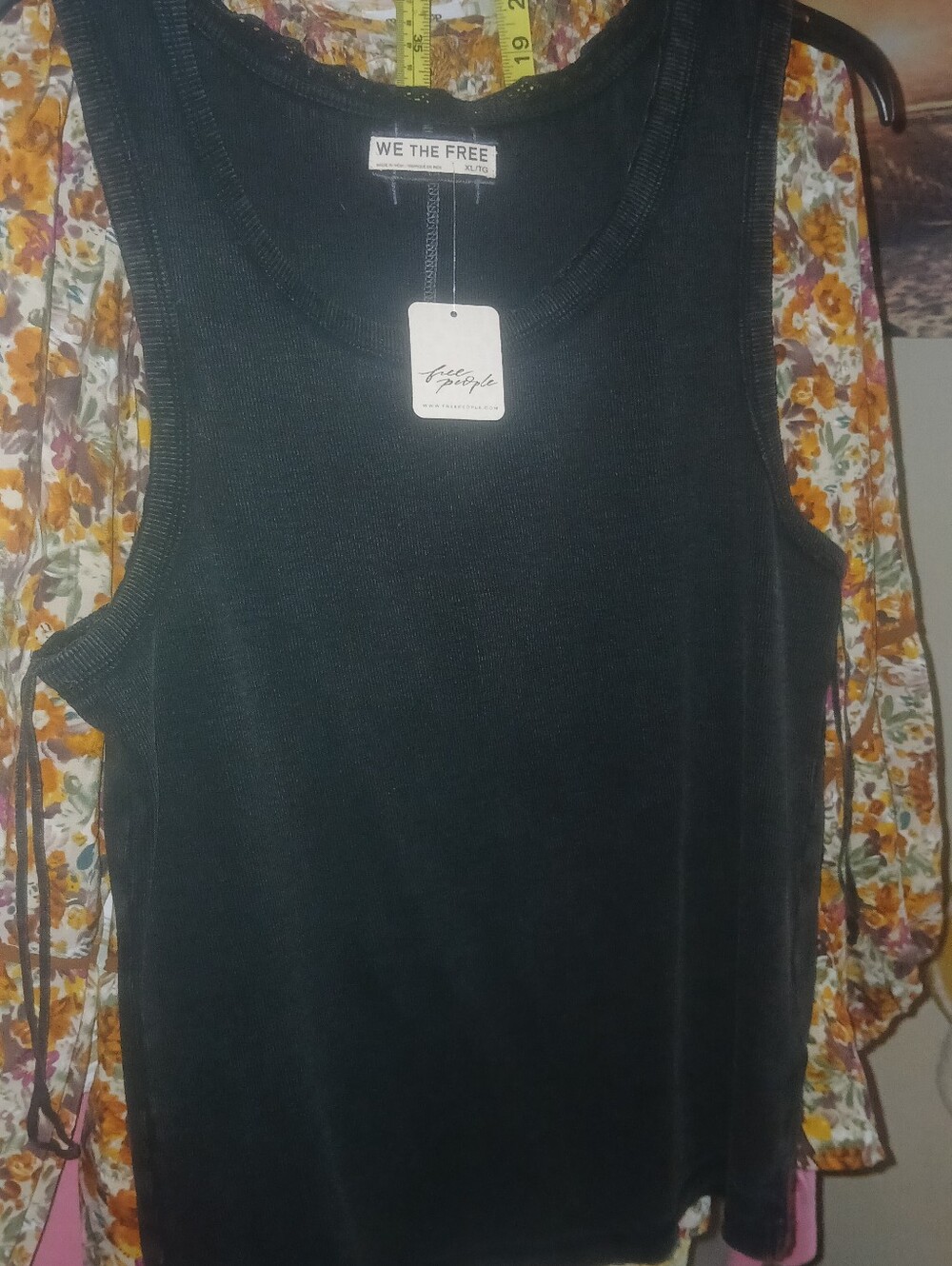 We The Free Black Ribbed Scoop Neck Tank